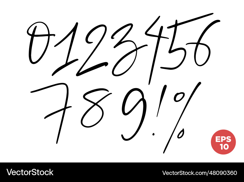 Set of calligraphic thin script one color numbers Set of calligraphic thin script one color numbers vector image
