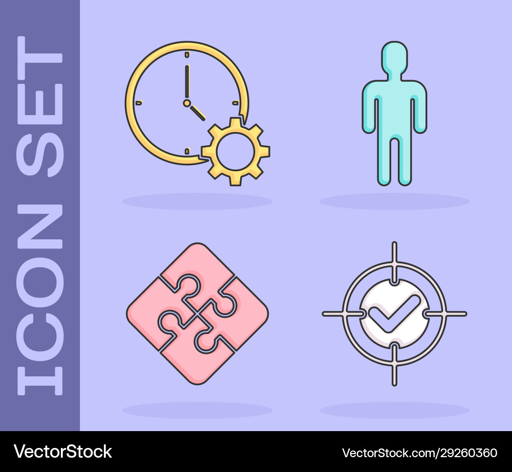 Set target and check mark time management piece Set target and check mark time management piece vector image