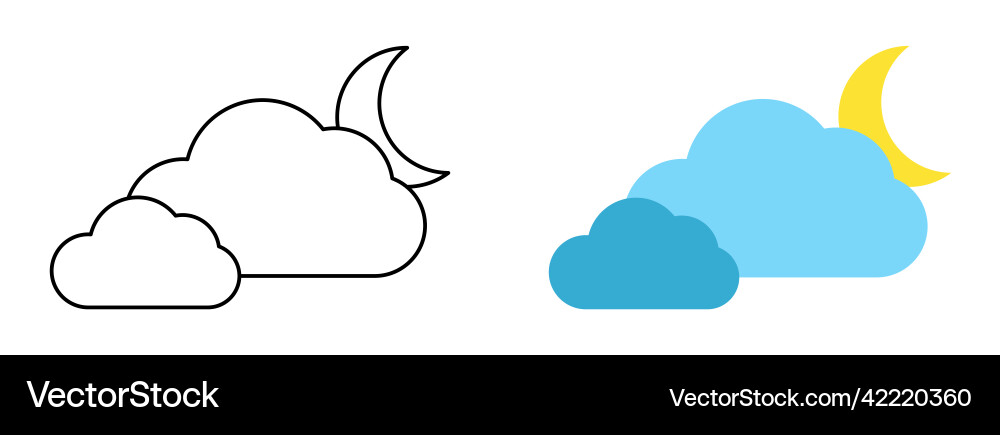 Set with different weather icons of moon Set with different weather icons of moon vector image