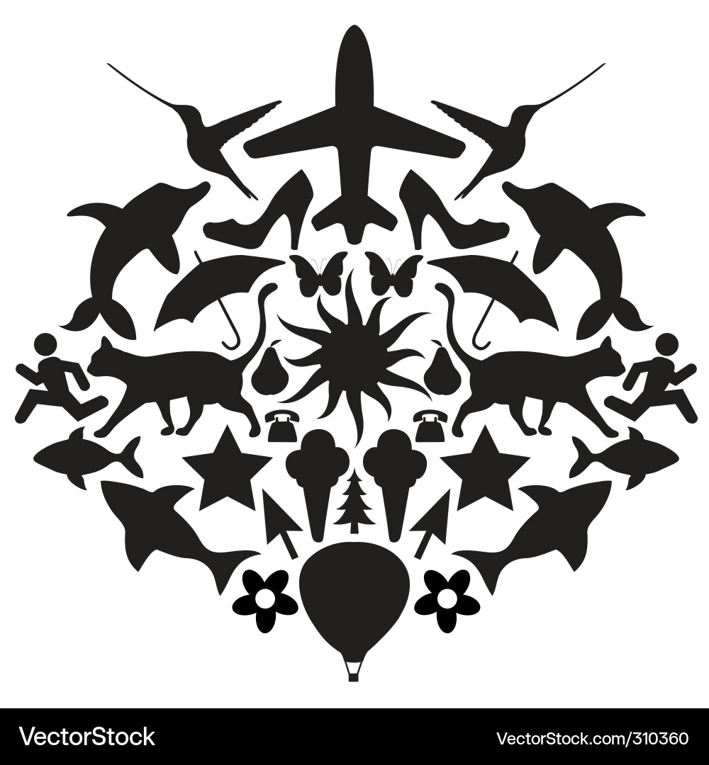 Silhouette Collage - Diverse Shapes Vector Image