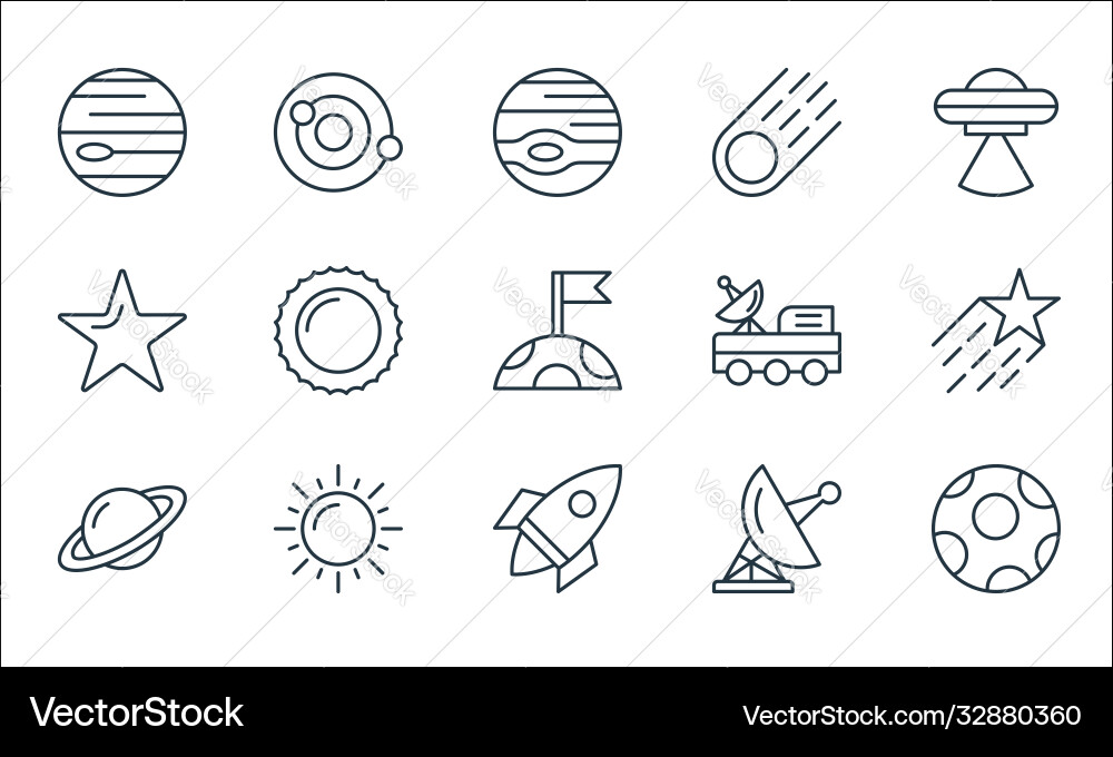 Space line icons linear set quality Vector Image