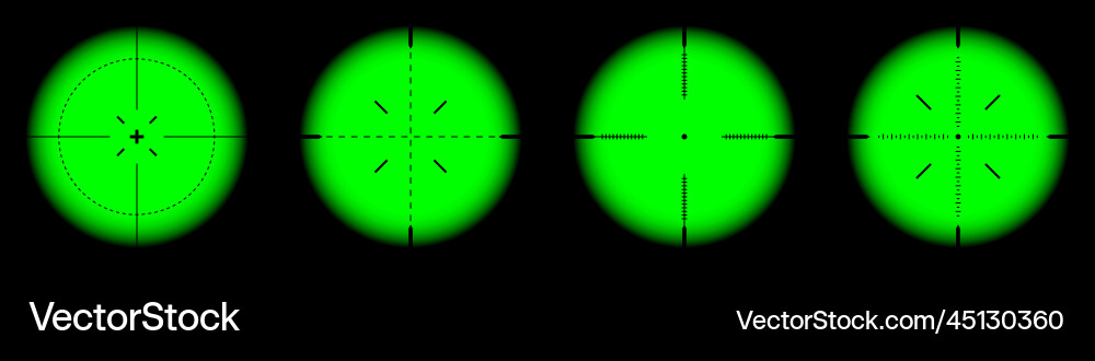 Various weapon night sights sniper rifle optical vector image