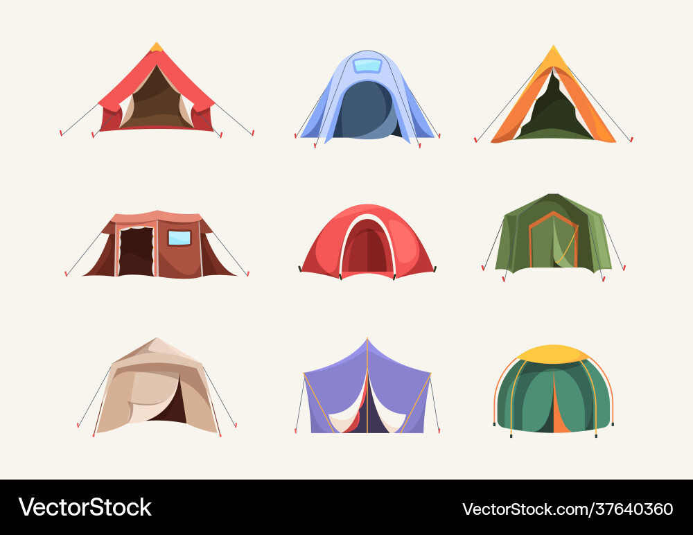 Zelt farbiges Außenhaus für Reisende Camping Zelt farbiges Außenhaus für Reisende Camping vektorbild