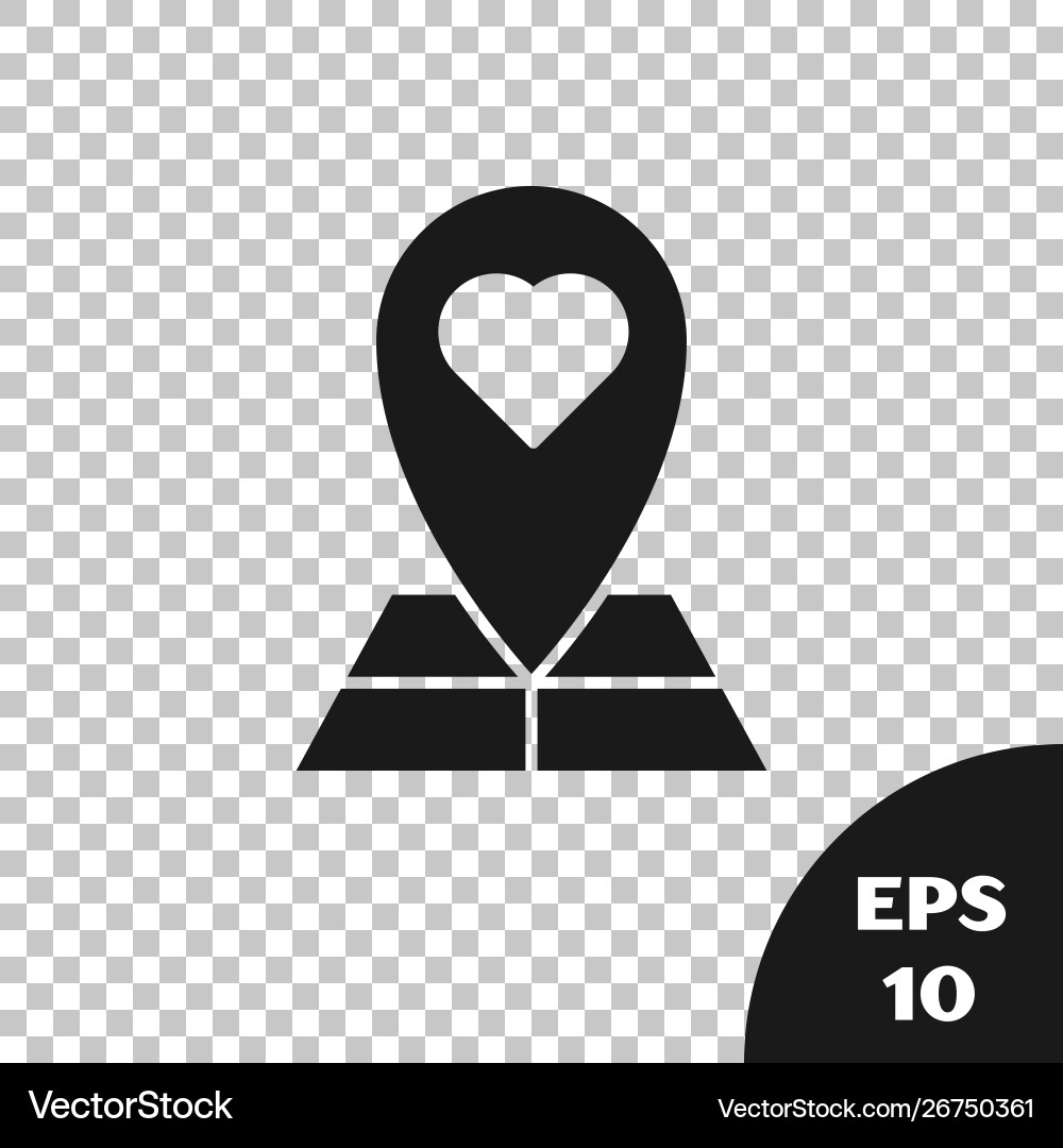 Black map pointer with heart icon isolated Black map pointer with heart icon isolated vector image