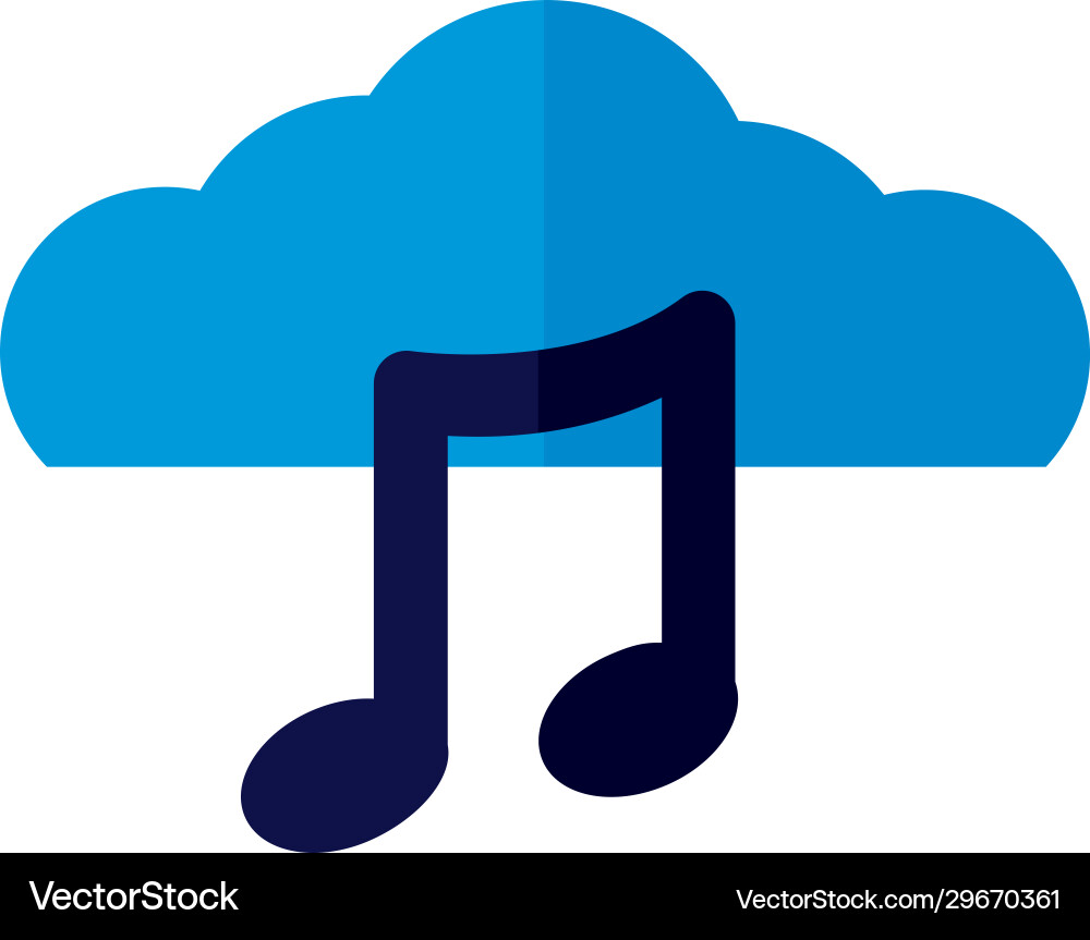 Cloud computing with music notes flat style Cloud computing with music notes flat style vector image