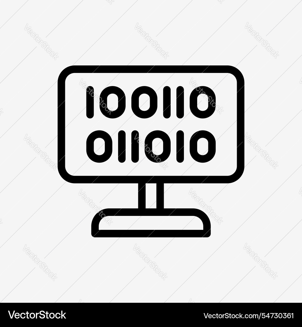 Icon line computer desktop with binary code Icon line computer desktop with binary code vector image