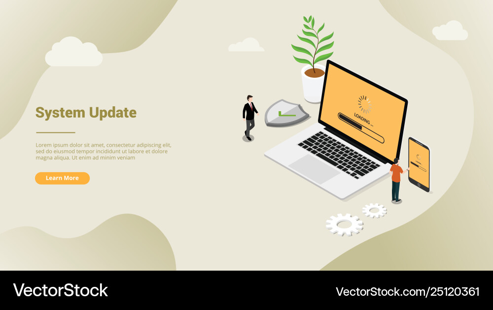 Isometric 3d system update security patch concept vector image