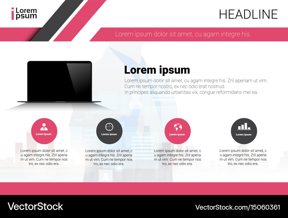 Laptop computer data set infographic copy space vector image