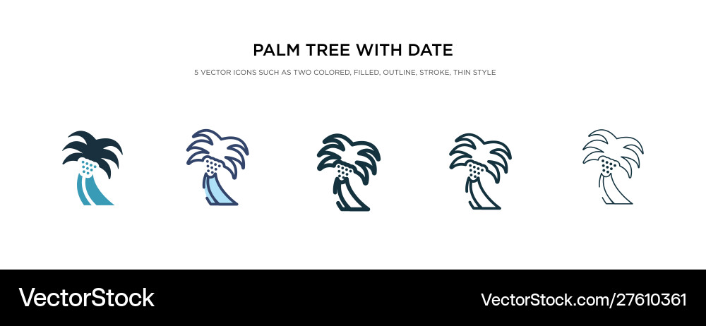 Palm tree with date icon in different style two Palm tree with date icon in different style two vector image
