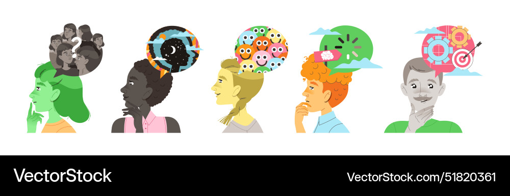 People characters with different types of thinking vector image