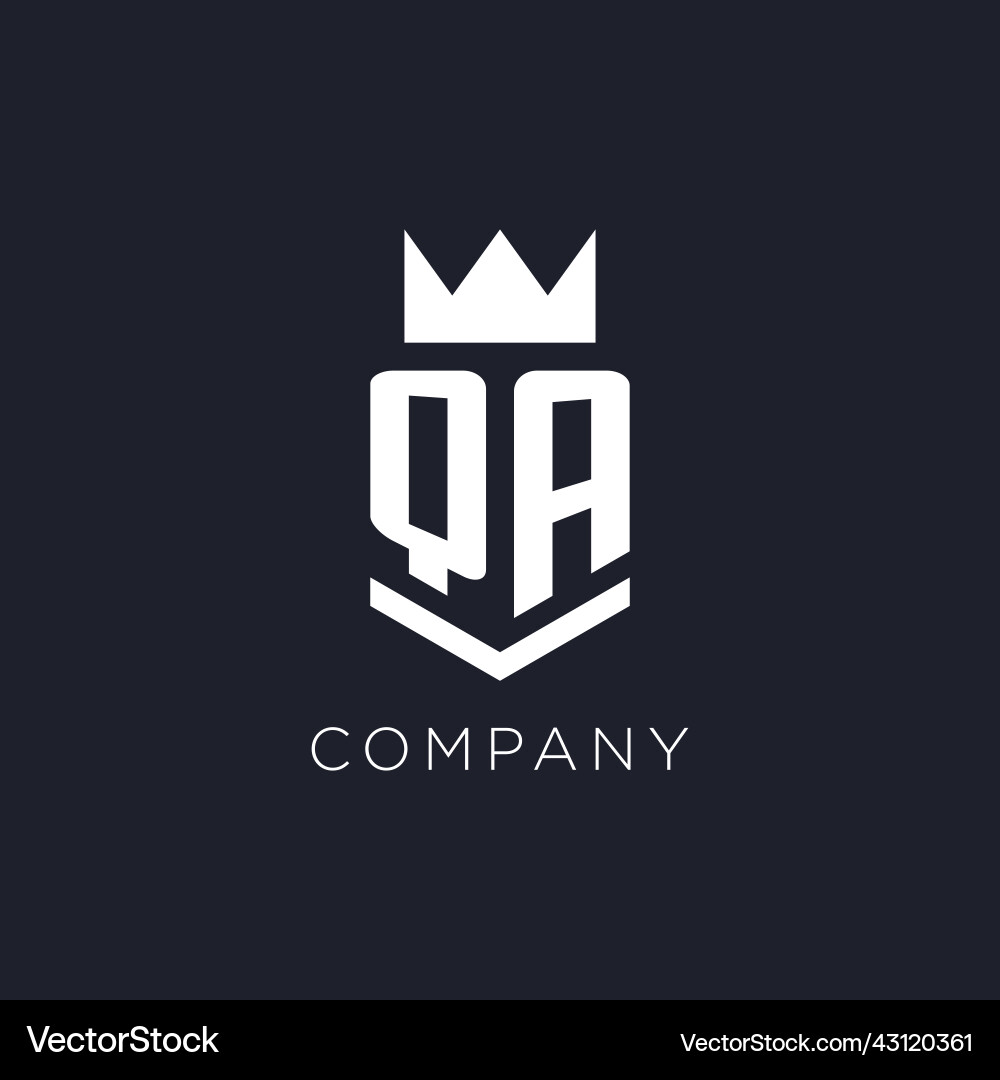Qa logo with shield and crown initial monogram Vector Image