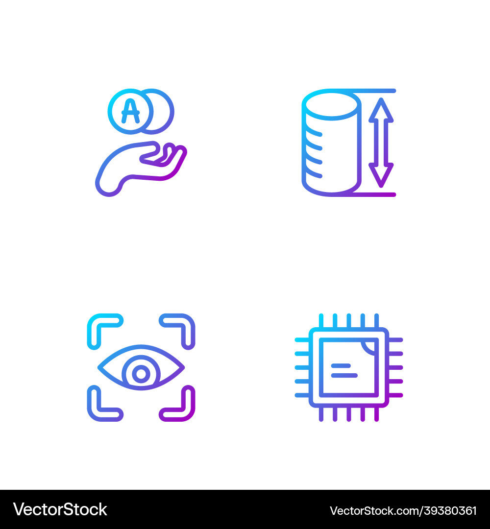 Set line processor cpu eye scan atom and height Set line processor cpu eye scan atom and height vector image