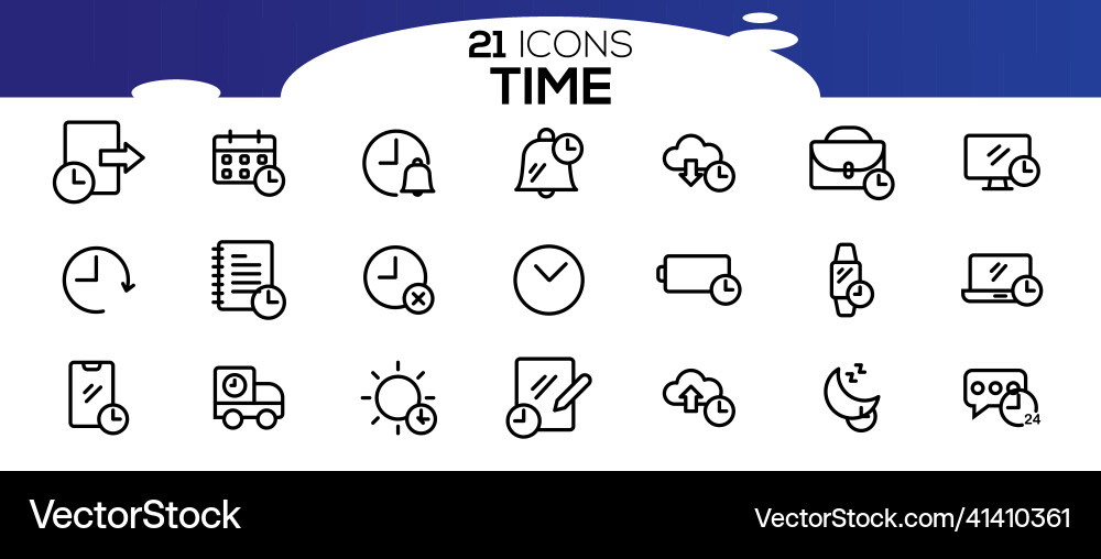Simple set of time related line icons Vector Image