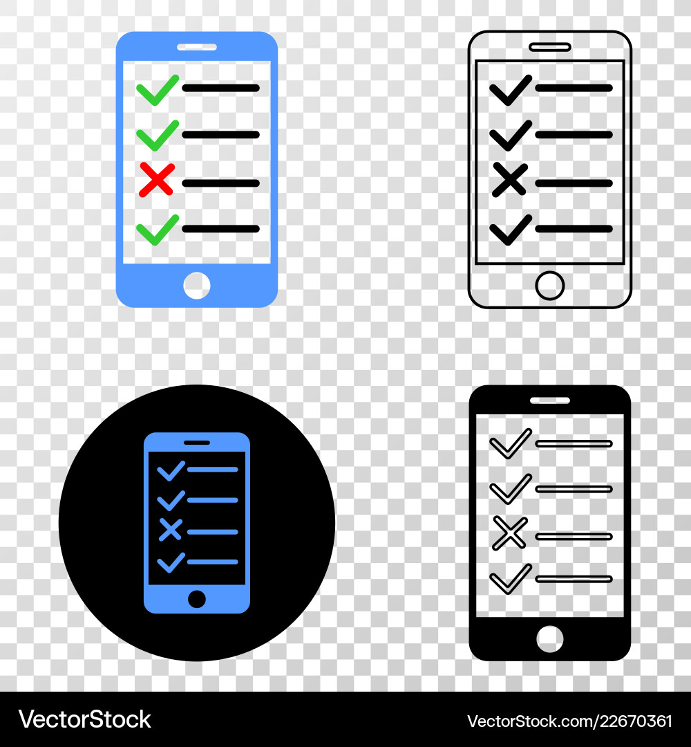 Smartphone task list eps icon with contour vector image