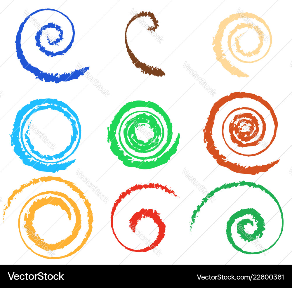 Spiral vortex element set 9 different circular Spiral vortex element set 9 different circular Vector Image