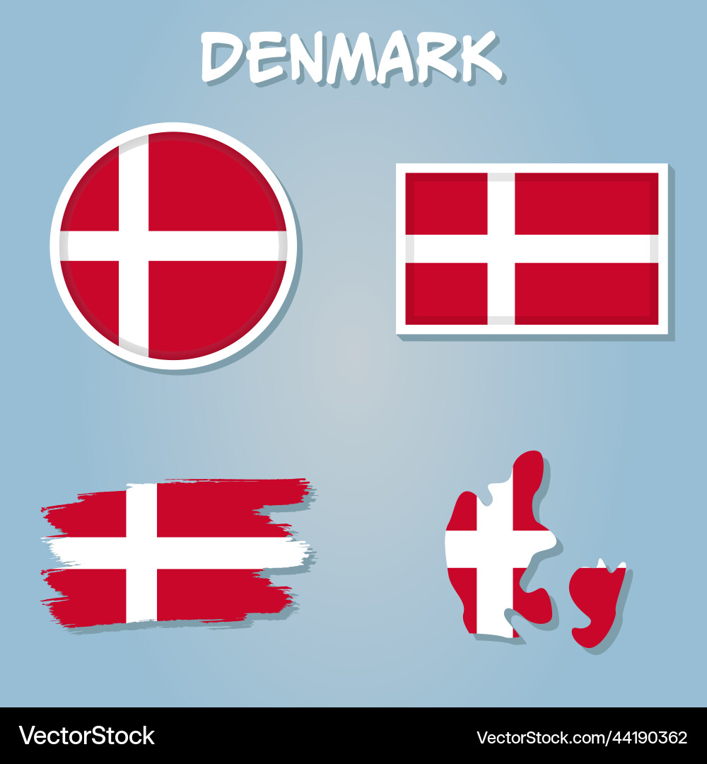 Colorful flag map pointer and of denmark Vector Image