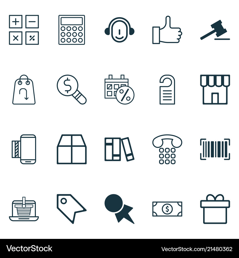 Ecommerce icons set with calculate like dollar Ecommerce icons set with calculate like dollar vector image