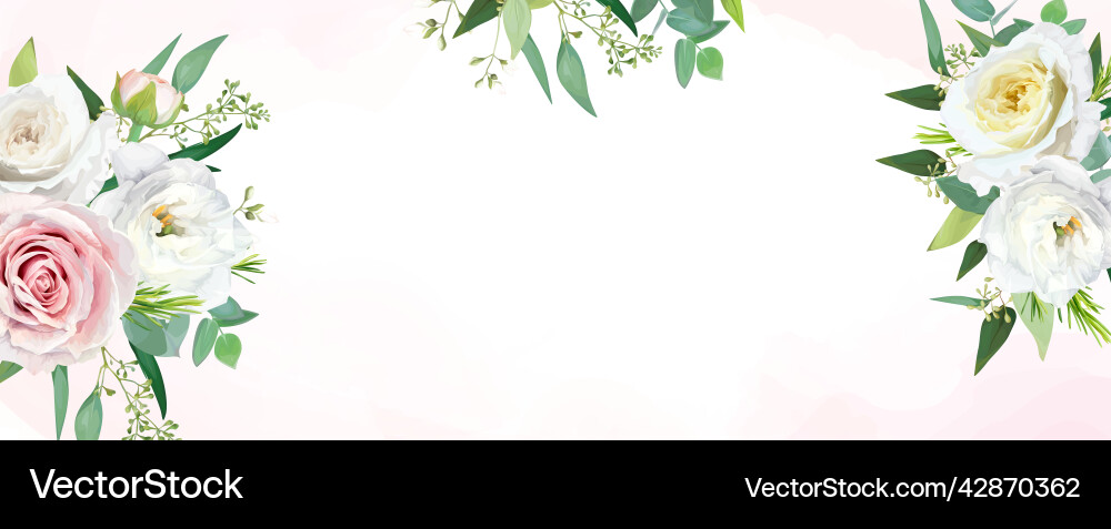 Elegant floral banner design with pink white roses Elegant floral banner design with pink white roses vector image