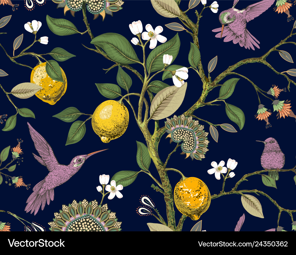 Floral seamless pattern botanical vector image