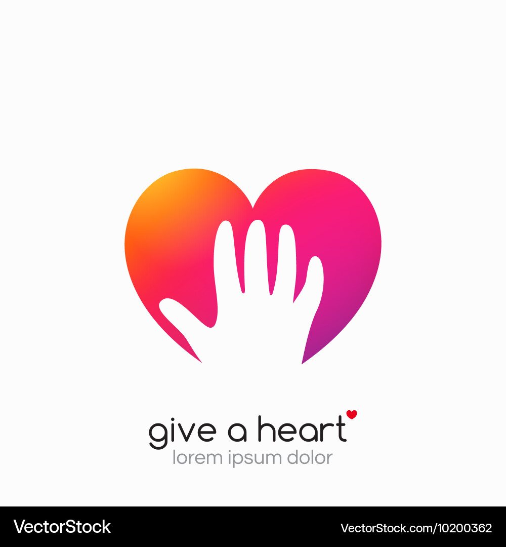 Hands with Heart Symbol - Abstract Gradient Vector Image