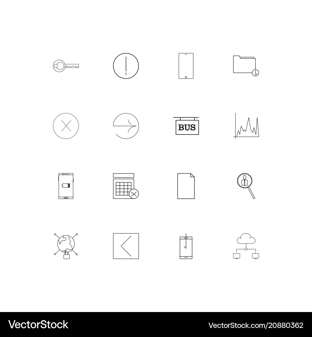Internet technologies linear thin icons set vector image