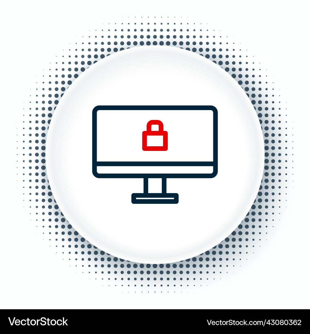 Line lock on computer monitor screen icon isolated Vector Image