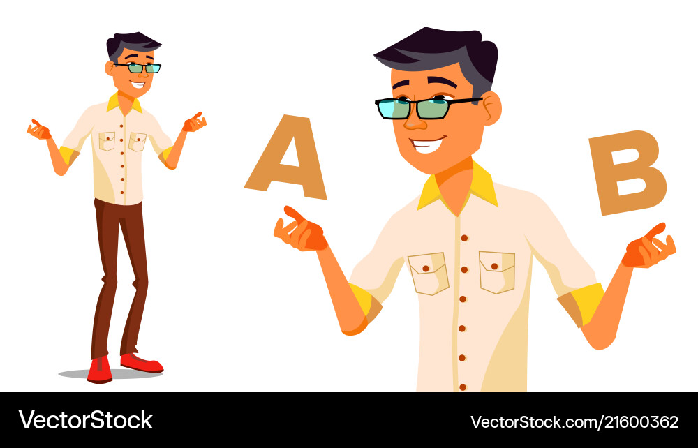 Man Comparing Two Options vector image