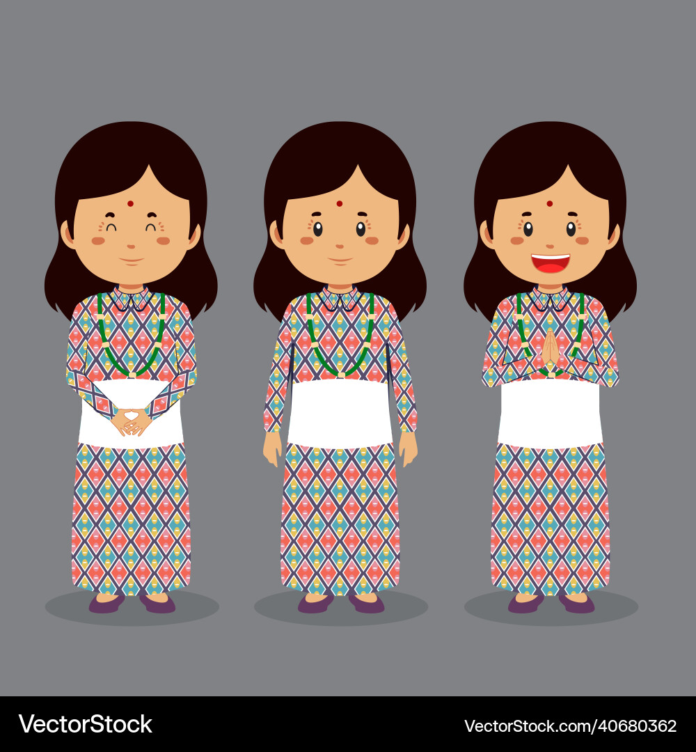 Nepal character with various expression vector image