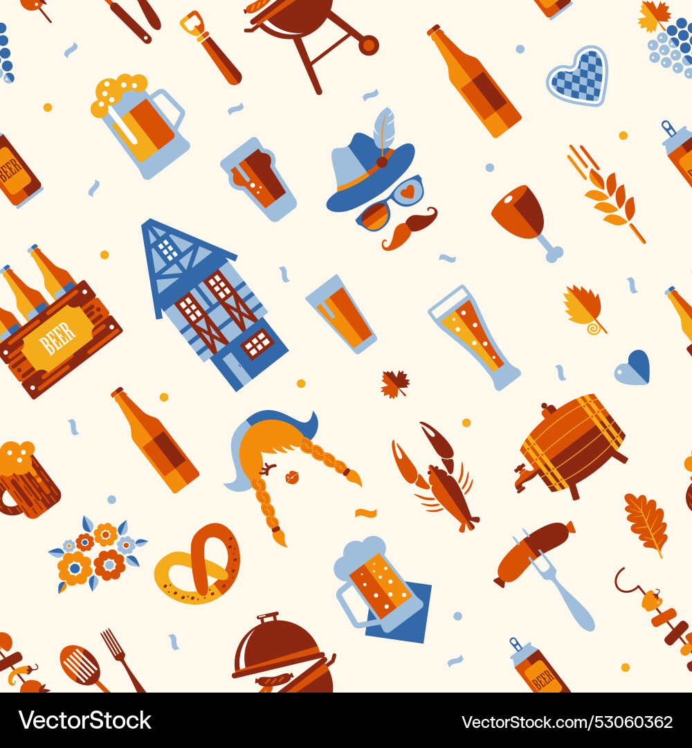 Oktoberfest seamless surface pattern beer Vector Image