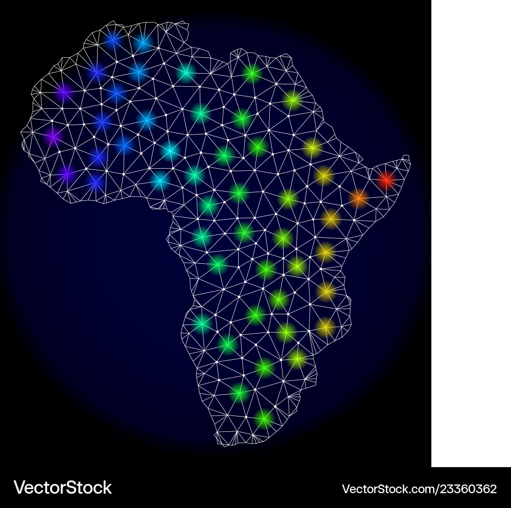 Polygonal network mesh map of africa with colorful Polygonal network mesh map of africa with colorful vector image