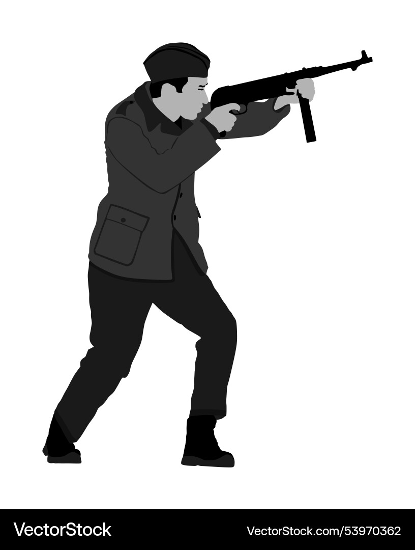 Second world war army soldier with rifle shooting Second world war army soldier with rifle shooting vector image
