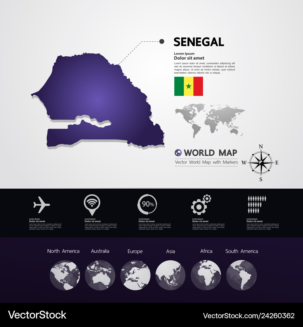 Senegal Map Royalty Free Vector Image Vectorstock