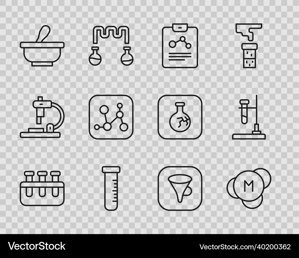 Set line test tube and flask molecule chemistry Vector Image