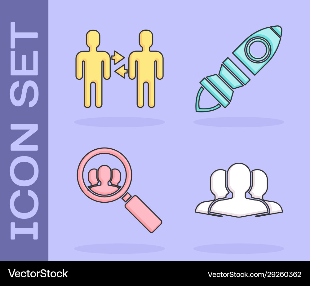 Set users group project team base magnifying Set users group project team base magnifying vector image
