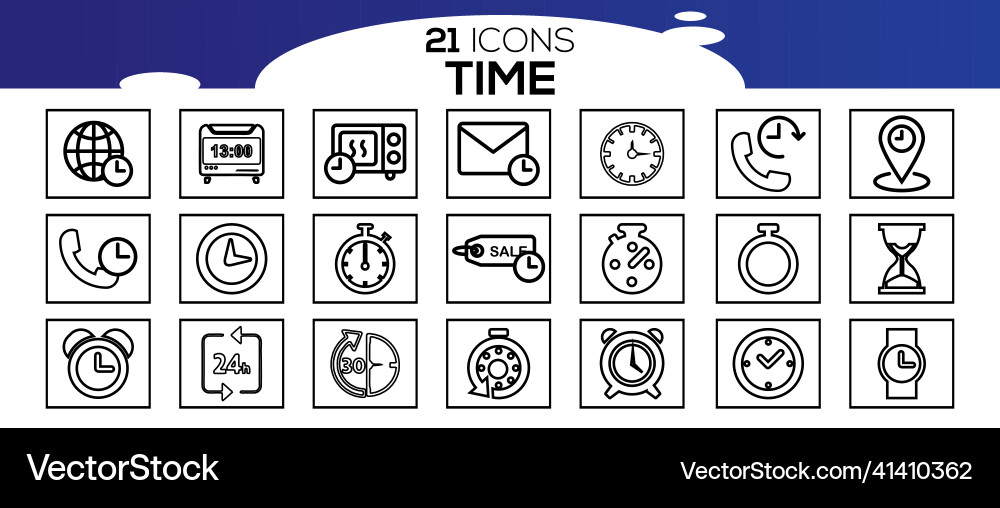 Simple set of time related line icons vector image