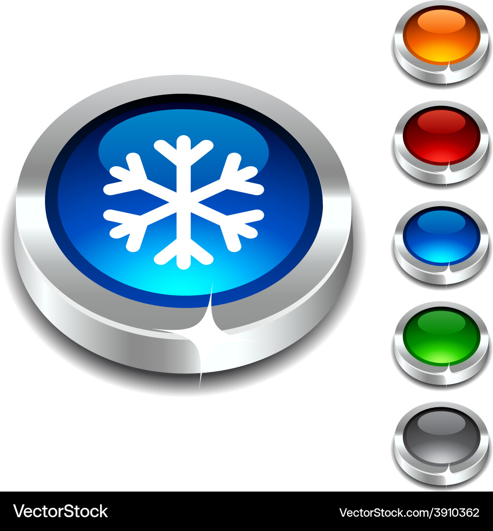 Snowflake 3d button Vector Image