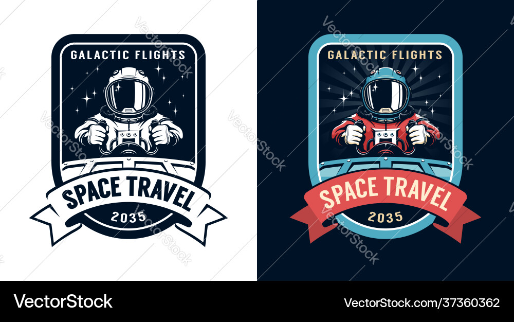 Space badge with spaceship pilot