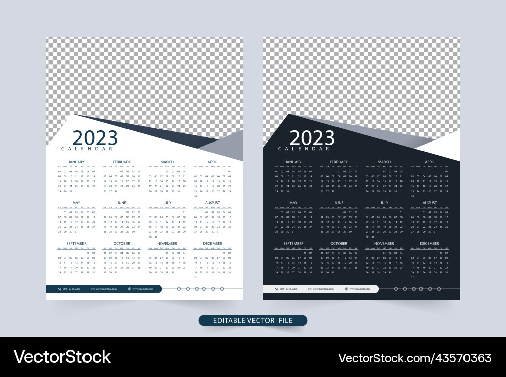 2023 new year wall calendar template annual 2023 new year wall calendar template annual vector image