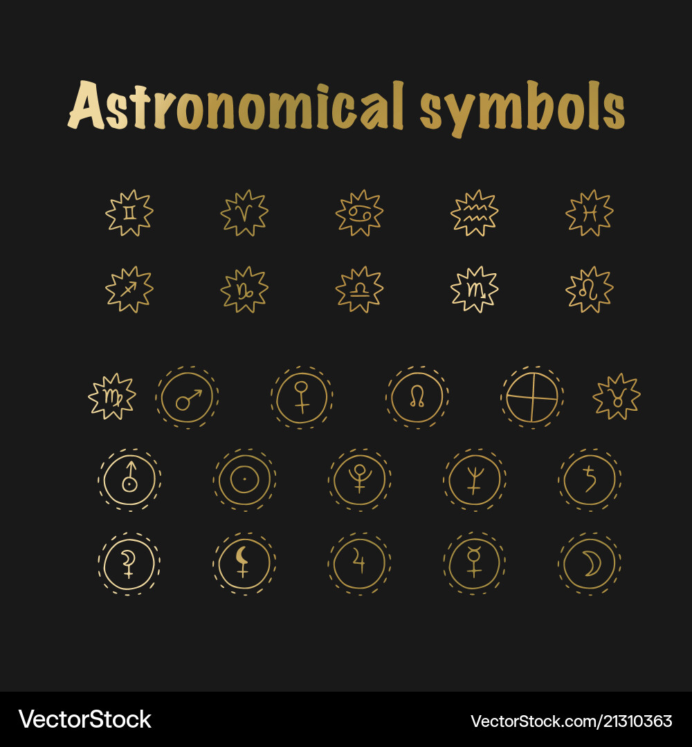 Astrology doodle symbols set of astrological Astrology doodle symbols set of astrological vector image