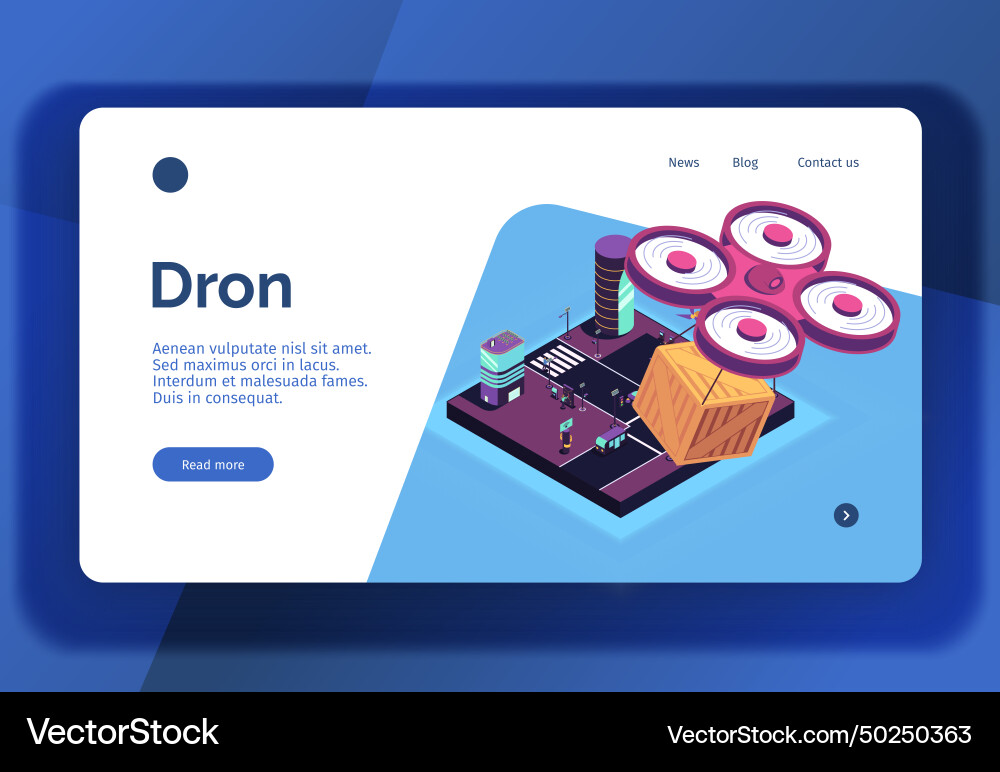 Autonomous drone isometric website Vector Image