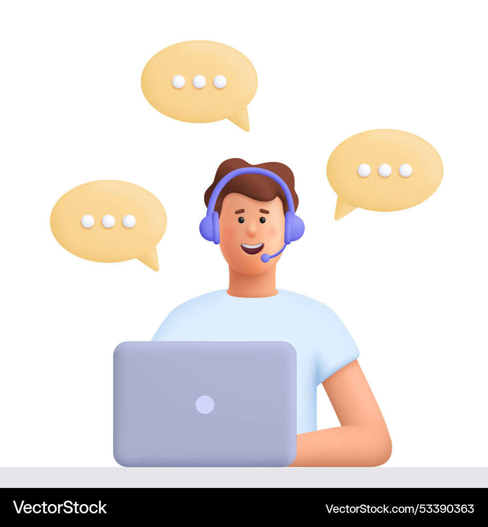 Bürooperator mit Headset-Sprechkunden Bürooperator mit Headset-Sprechkunden vektorbild