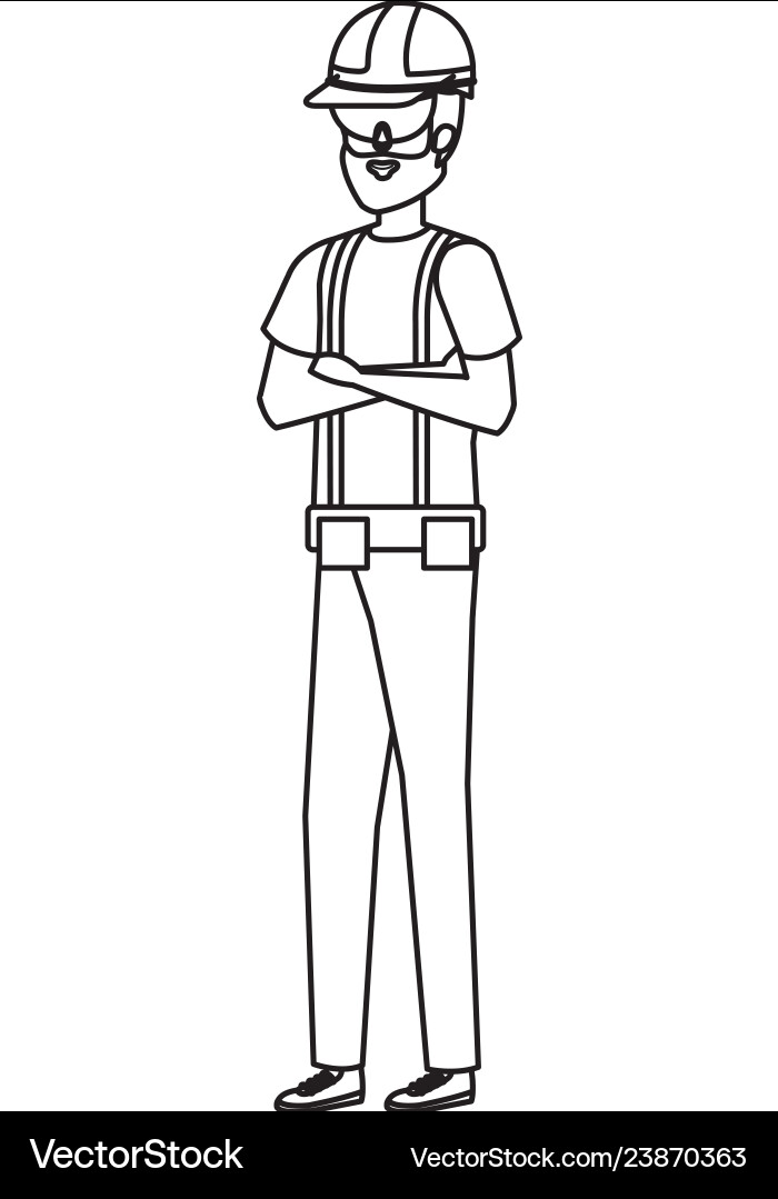 Builder constructor with helmet and goggles Builder constructor with helmet and goggles vector image