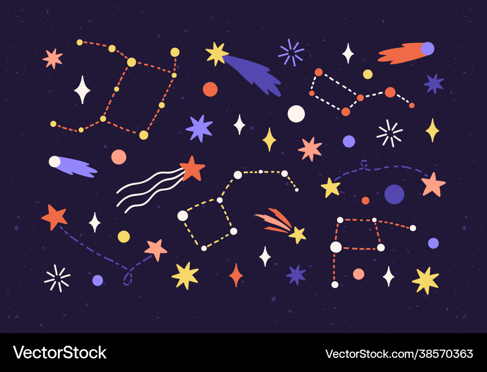 Cosmic Star Map with Comets vector image