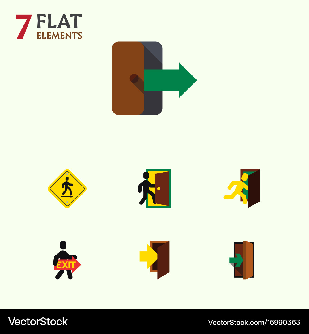 Flat icon door set of direction pointer vector image