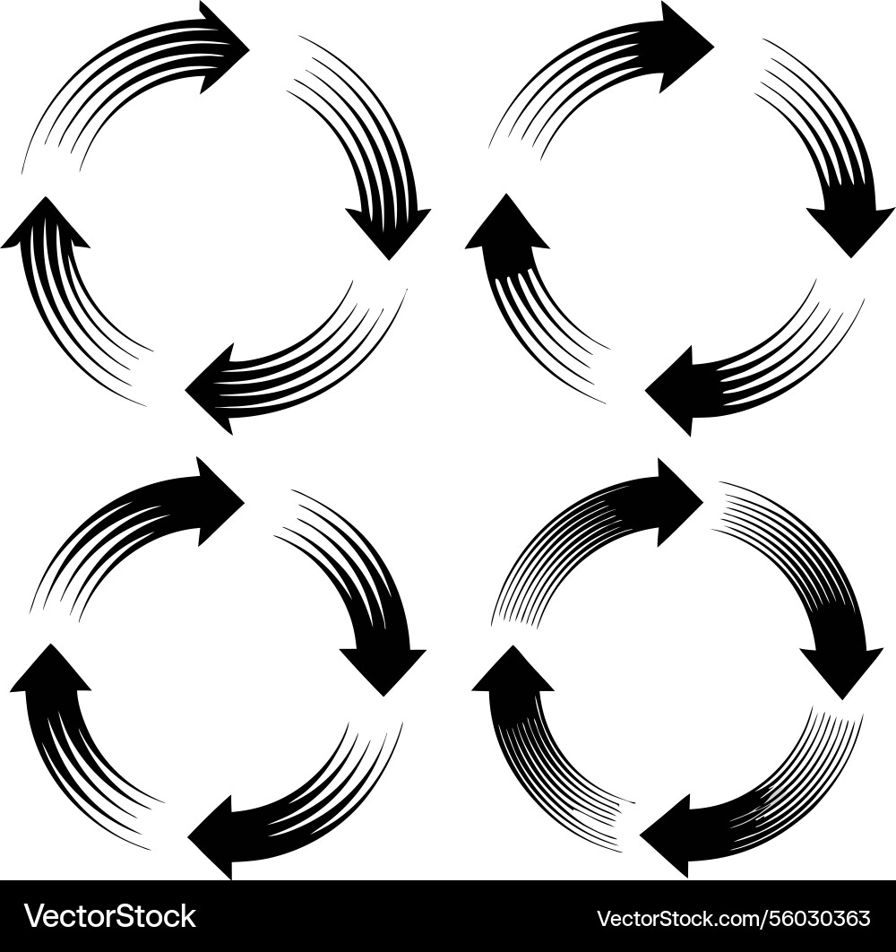 Four circular arrows rotating clockwise Four circular arrows rotating clockwise vector image