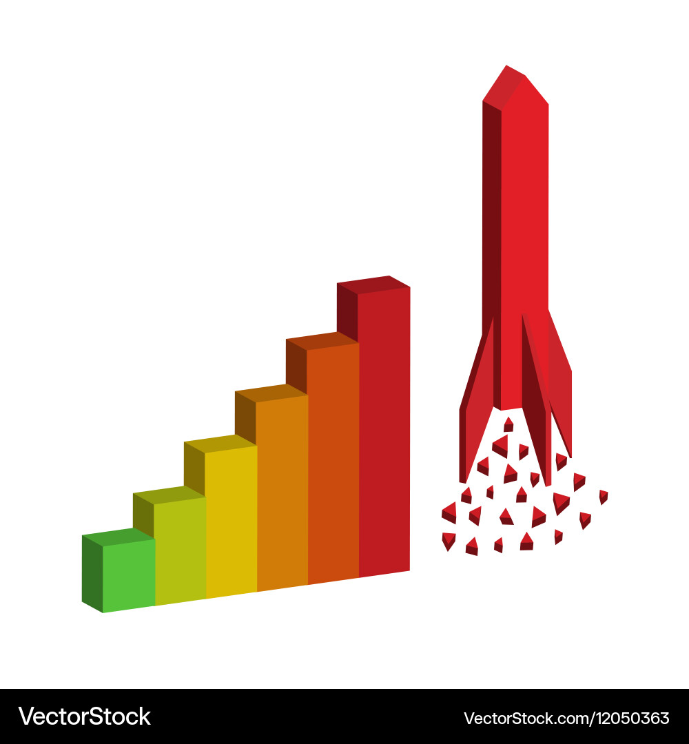 Graph with rocket vector image