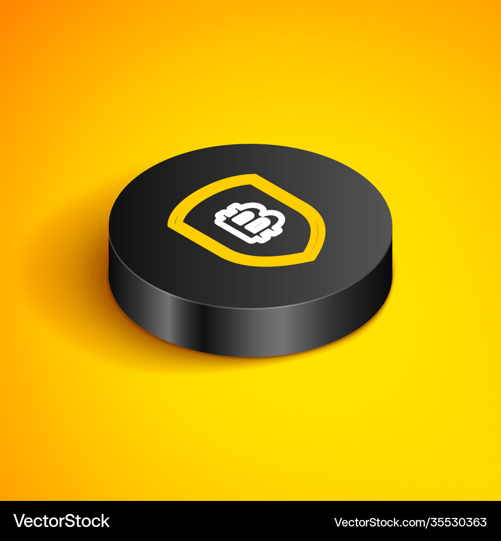 Isometric line shield with bitcoin icon isolated Isometric line shield with bitcoin icon isolated vector image