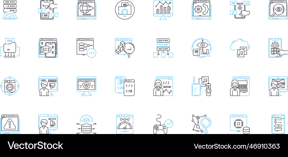 Machine intelligence linear icons set automation Machine intelligence linear icons set automation Vector Image