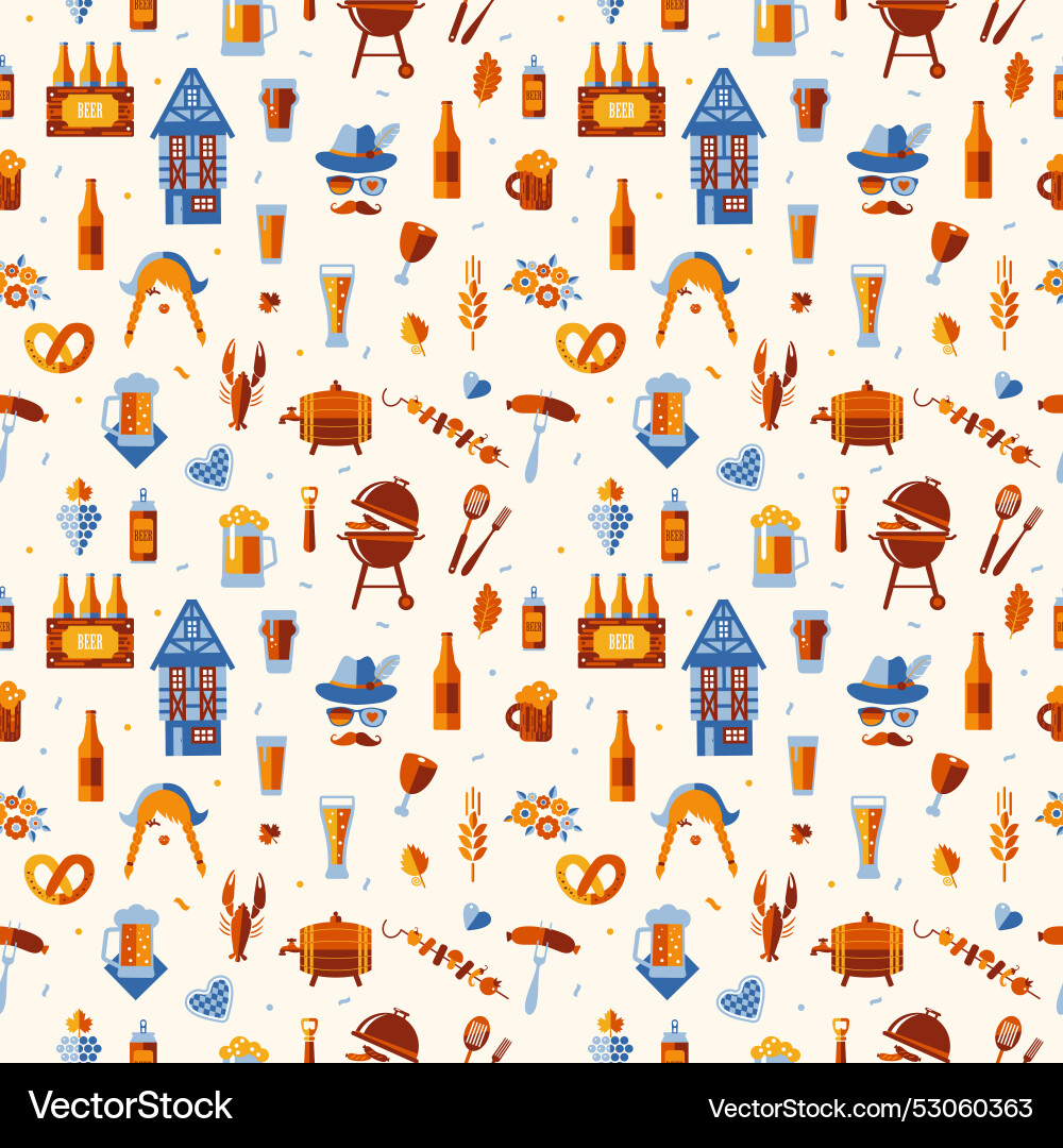 Oktoberfest seamless surface pattern beer Vector Image