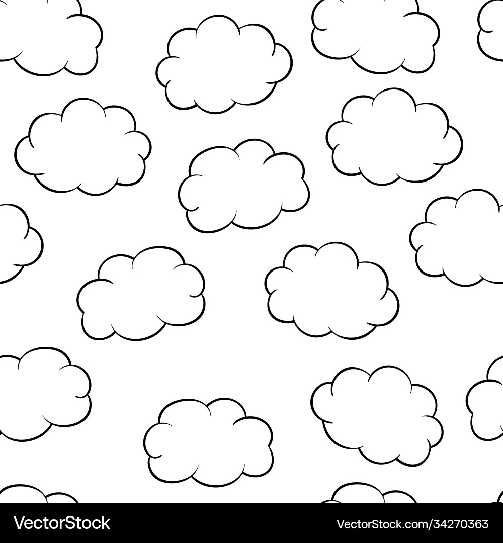 Seamless pattern with clouds coloring page vector image